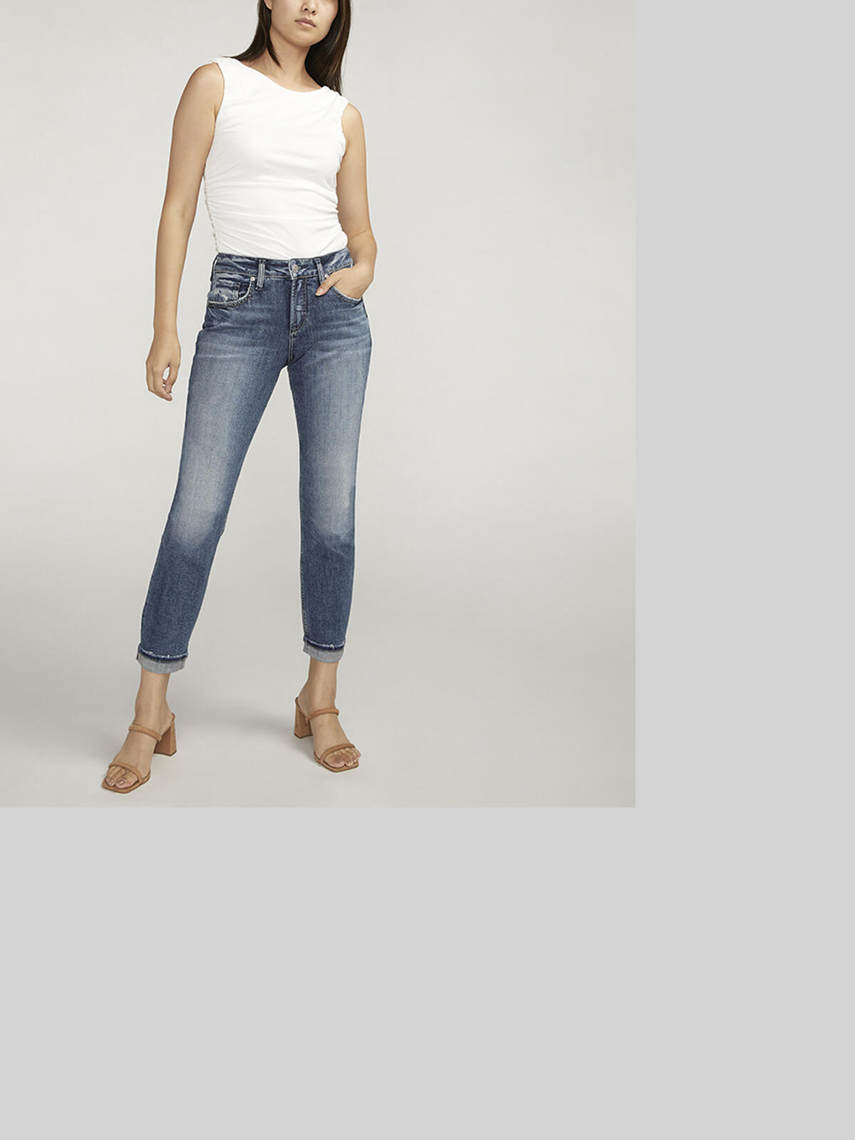 Boyfriend Mid Rise Slim Leg Jeans, , hi-res image number 0
